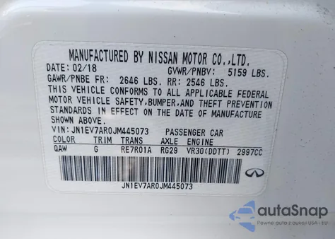 2018 Infiniti Q50 3.0T Luxe from USA, damaged, VIN JN1EV7AR0JM445073